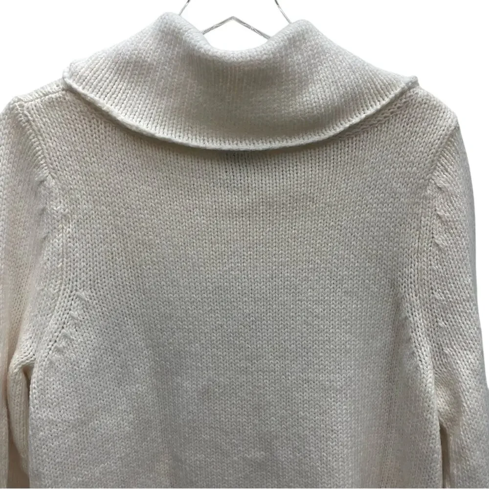 Lane Bryant Wool Blend Cowl Neck Cable Knit Sweater Metallic Snowflakes 18/20